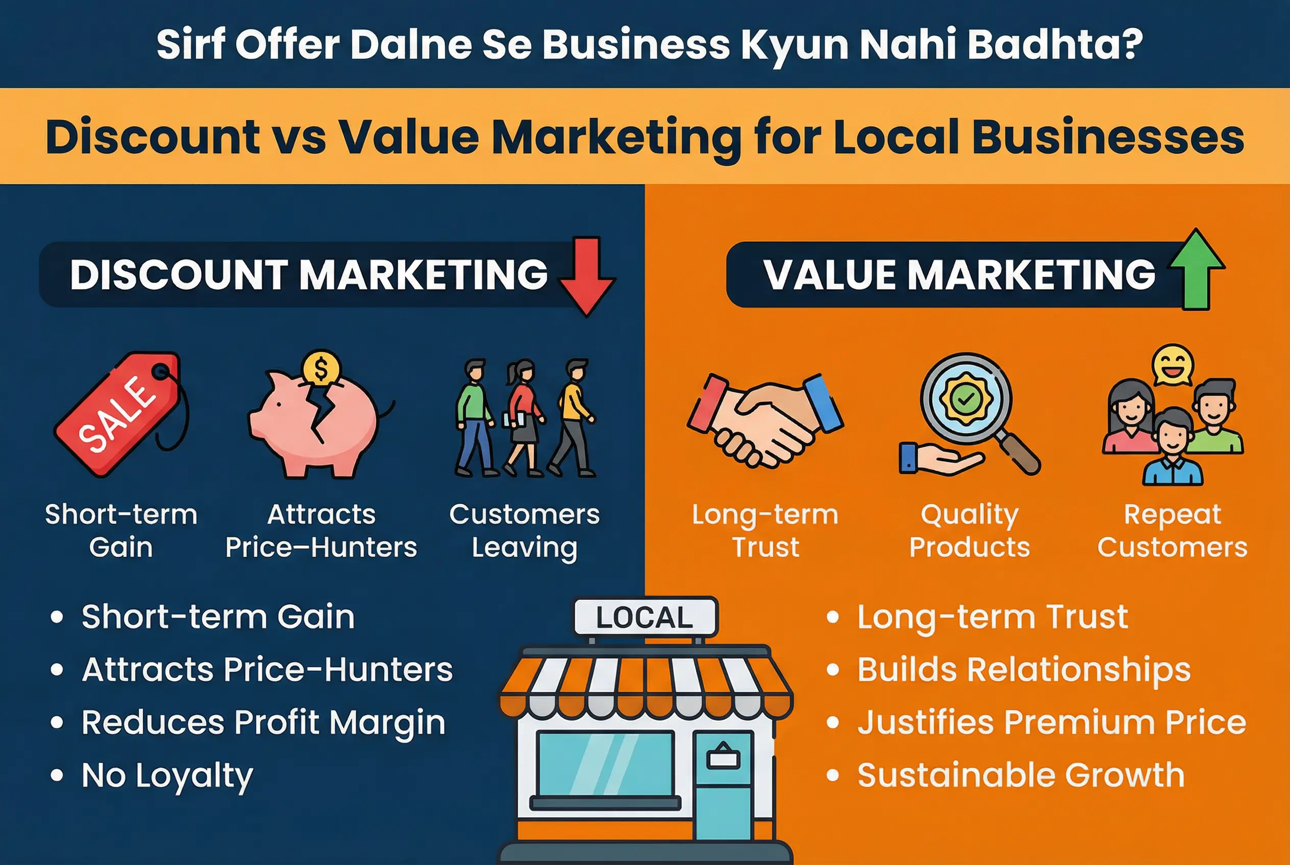 Sirf Offer Dalne Se Business Kyun Nahi Badhta? Discount vs Value Marketing for Local Businesses
